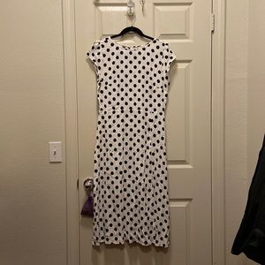 Loft white polka dot dress